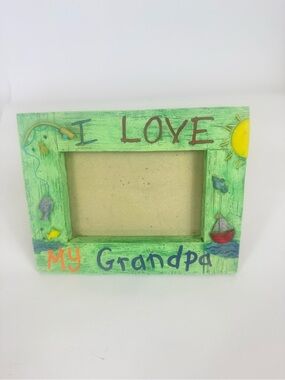 Russ Green 'I Love My Grandpa' Nautical Picture Frame VTG 1980 Fishing Theme
